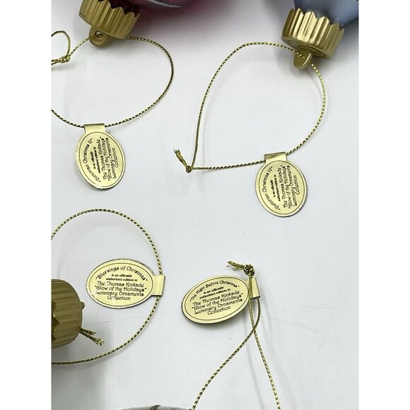 Set of 4 Thomas Kinkade Bradford Glow of the Holiday Glass Christmas Ornaments - Picture 8 of 15